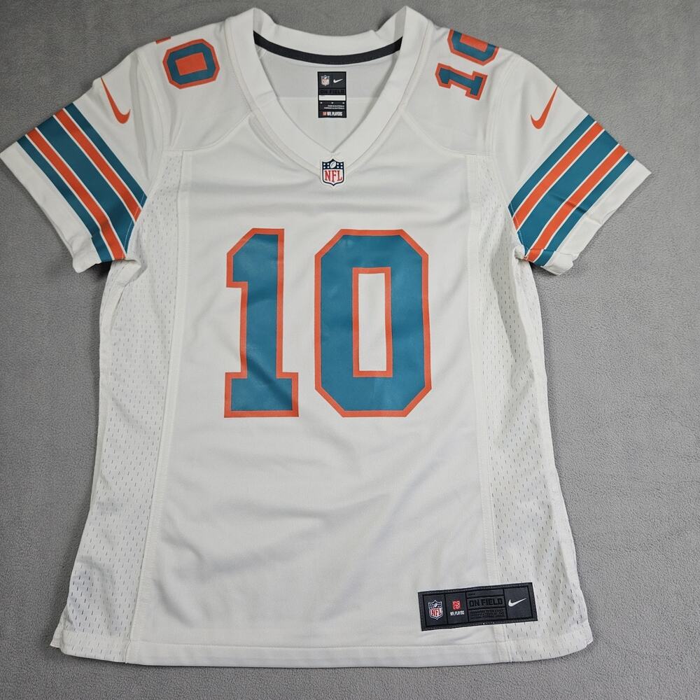 Nike Miami Dolphins Jersey Womens Size M Tyreek Hill #10 NFL White On Field